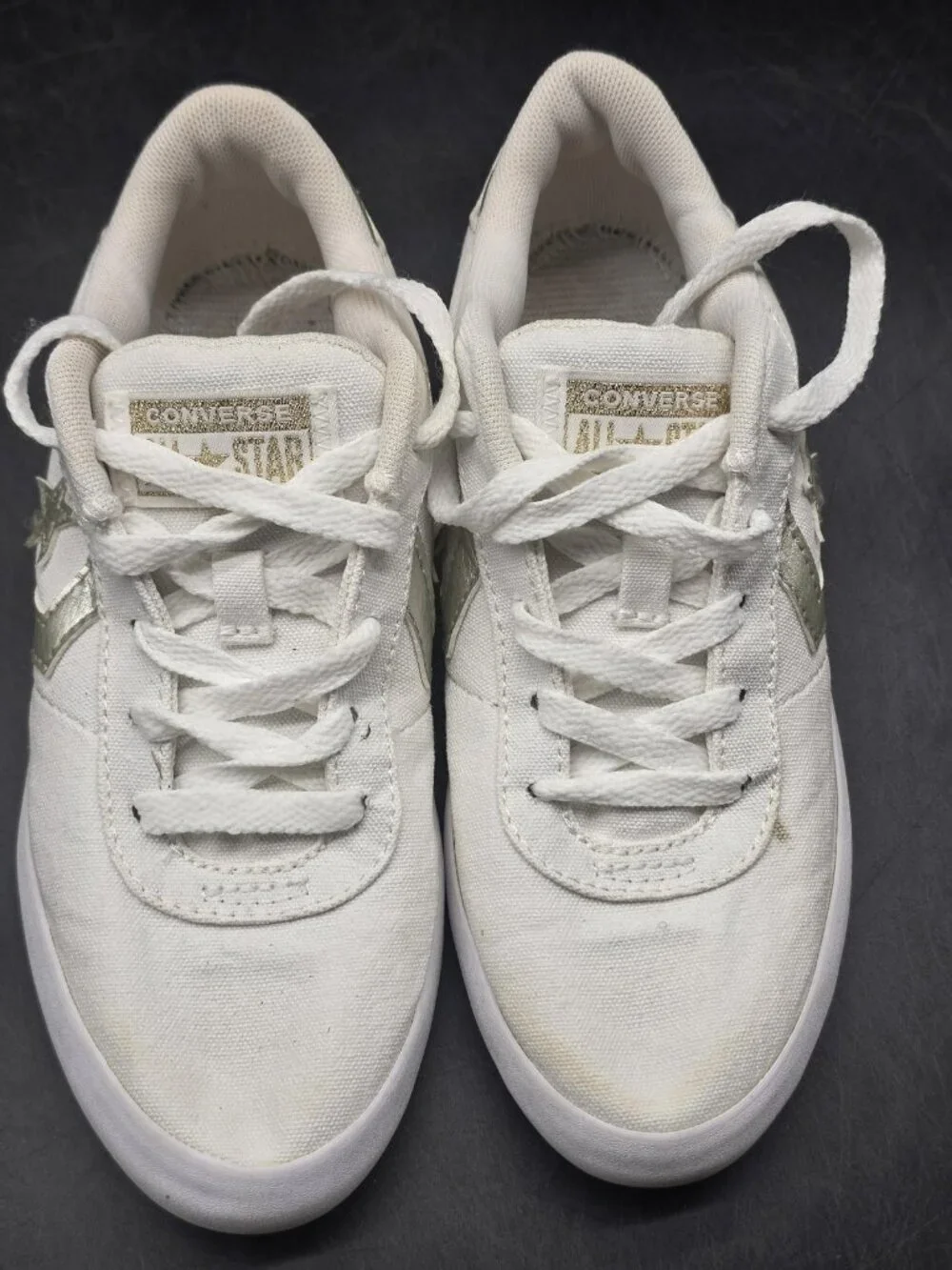 Converse All Star Shoes Kids 2 White Point Star Canvas Low Top Sneakers 361810F